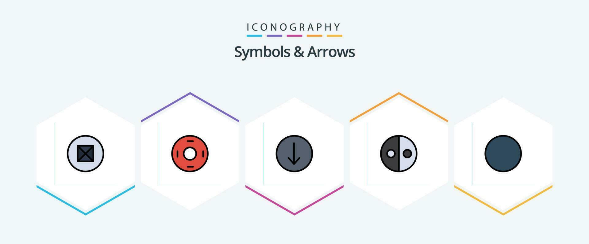 Symbols and Arrows 25 FilledLine icon pack including . round. symbol. circle. symbolism vector
