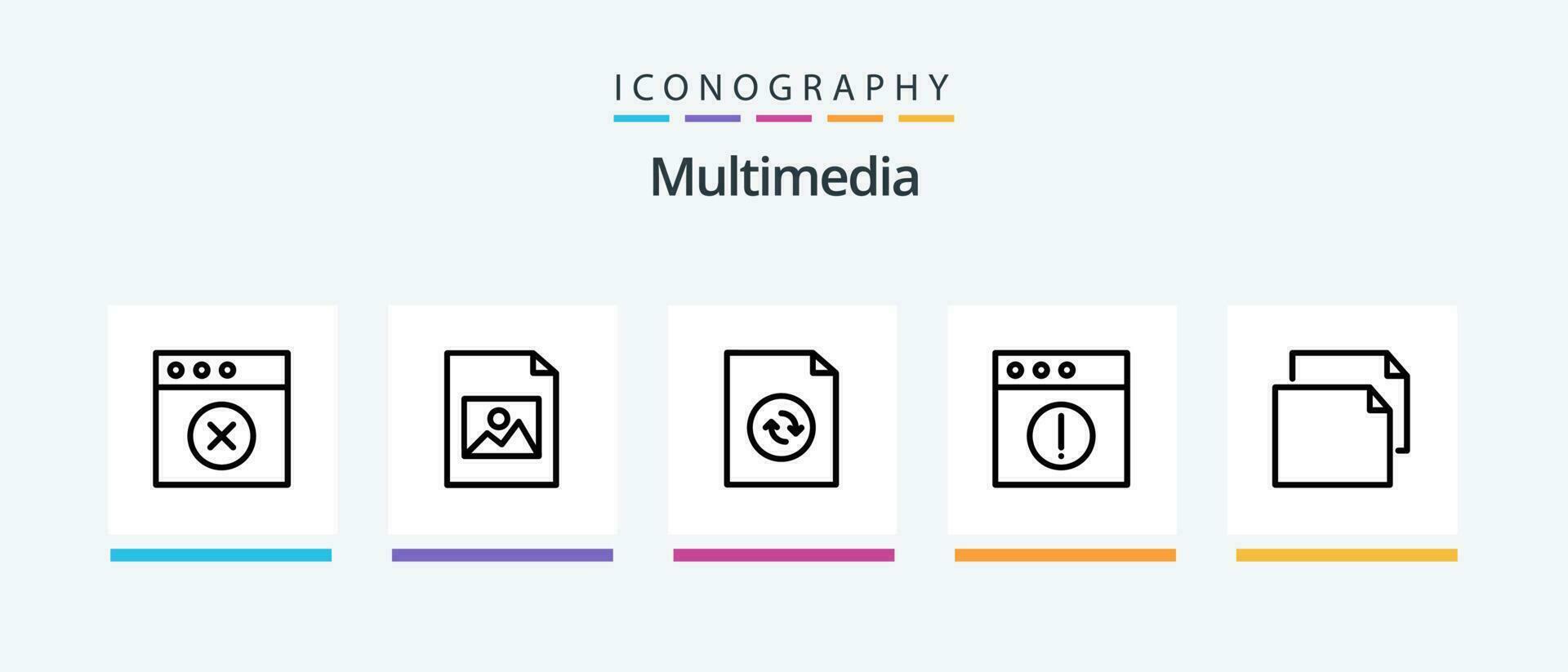 Multimedia Line 5 Icon Pack Including . sync. mac. alert. Creative Icons Design vector