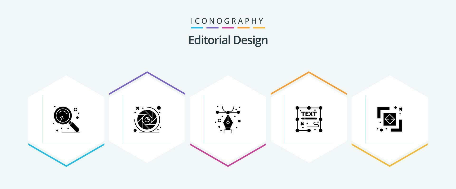 Editorial Design 25 Glyph icon pack including divide. write. design. page. creative vector