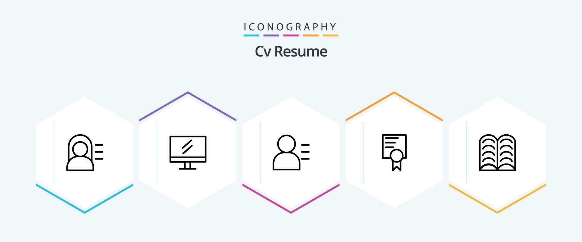 Cv Resume 25 Line icon pack including book . school. education . vector