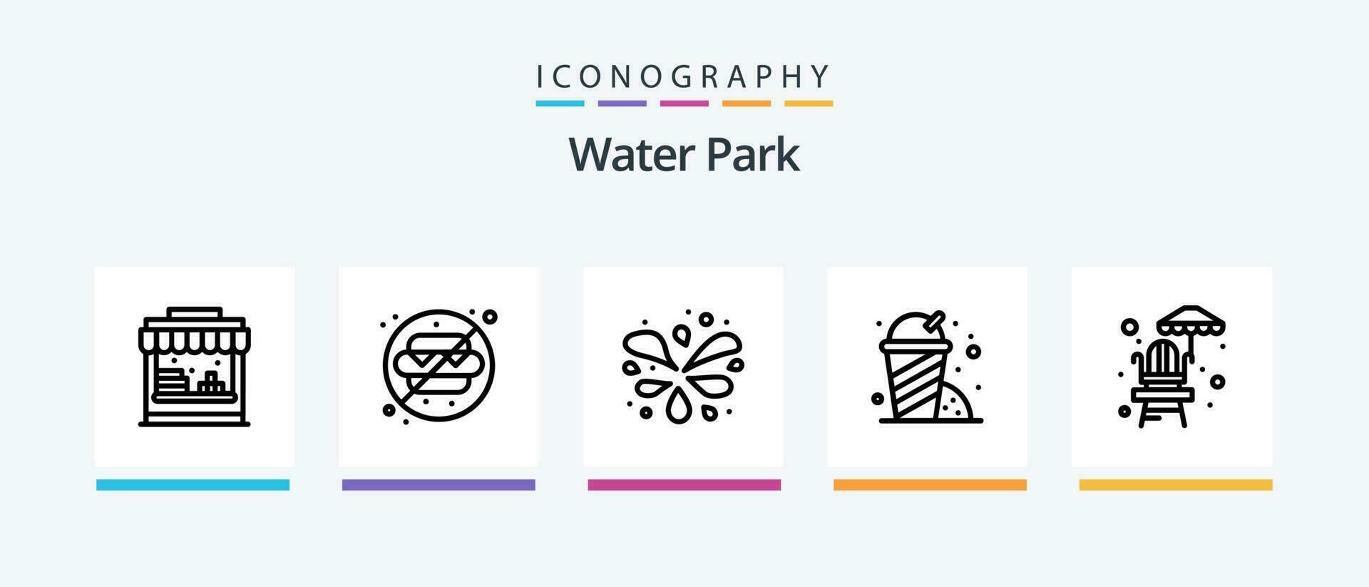 Water Park Line 5 Icon Pack Including . park. mushroom. water. Creative Icons Design vector