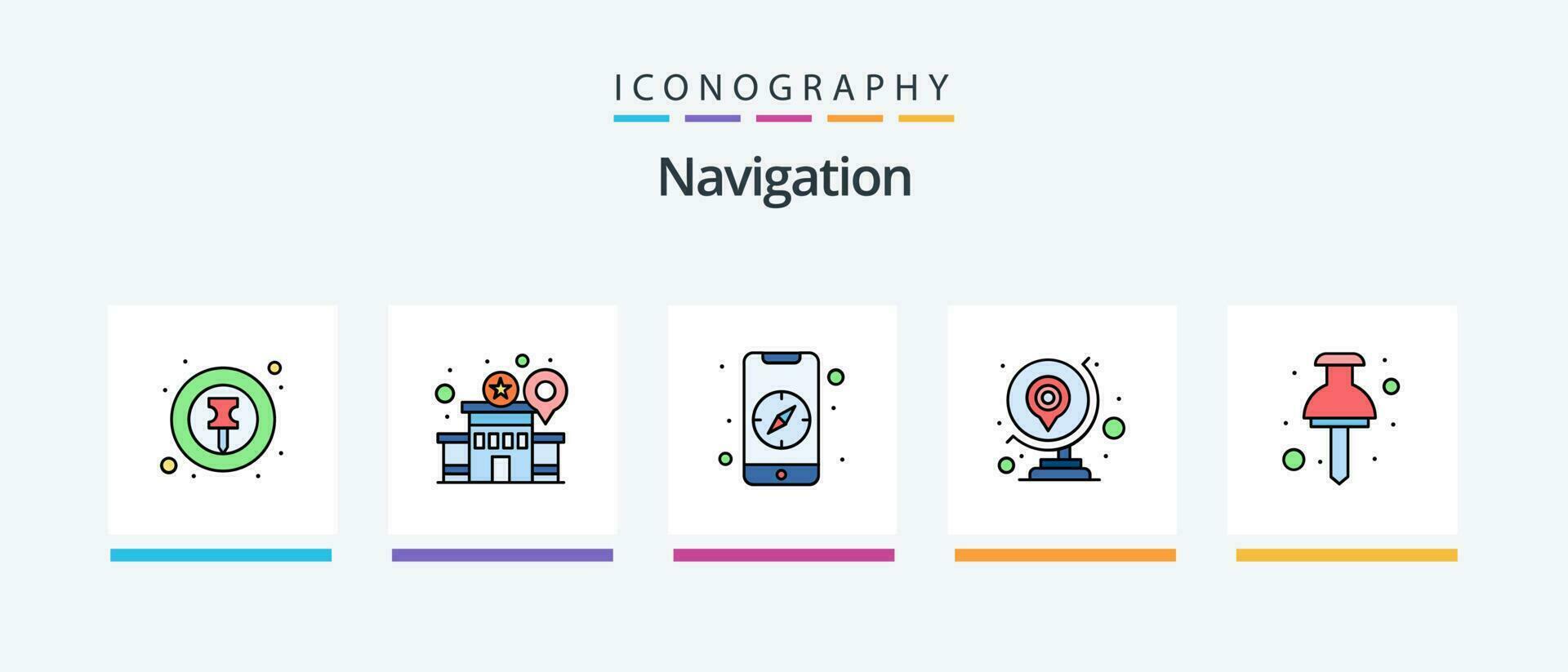 navegación línea lleno 5 5 icono paquete incluso flechas calles GPS. mapa. pantalla. creativo íconos diseño vector