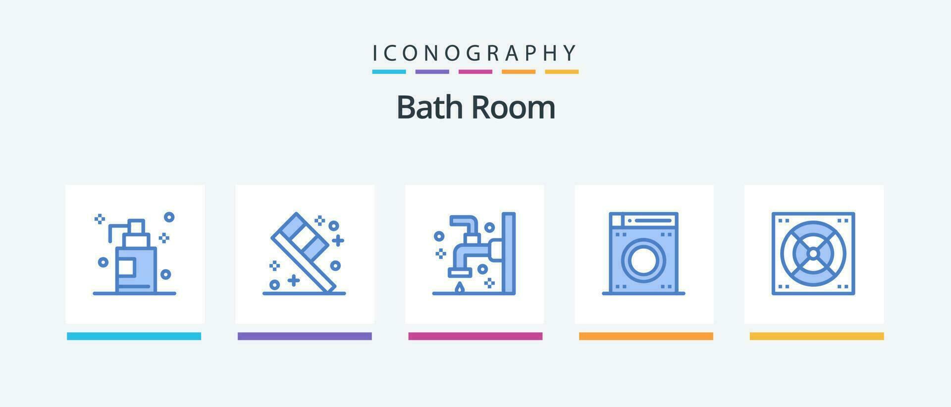 Bath Room Blue 5 Icon Pack Including . bath. cleaning. fan. machine. Creative Icons Design vector