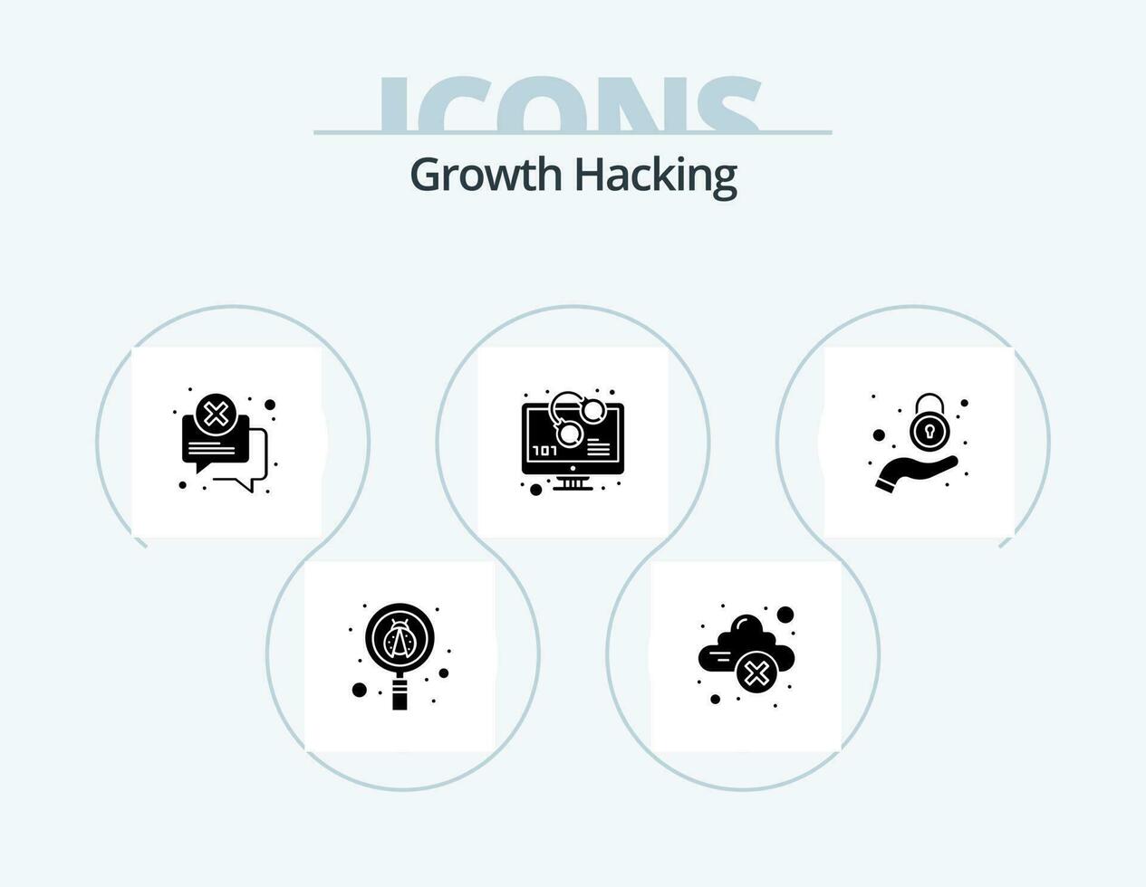 Hacking Glyph Icon Pack 5 Icon Design. security. warn. attention. unlock. code vector