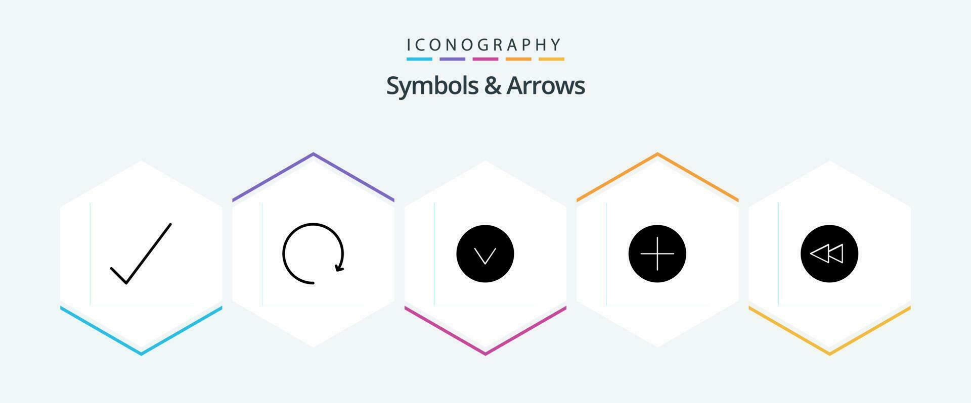 Symbols and Arrows 25 Glyph icon pack including . . down. rewind. backward vector
