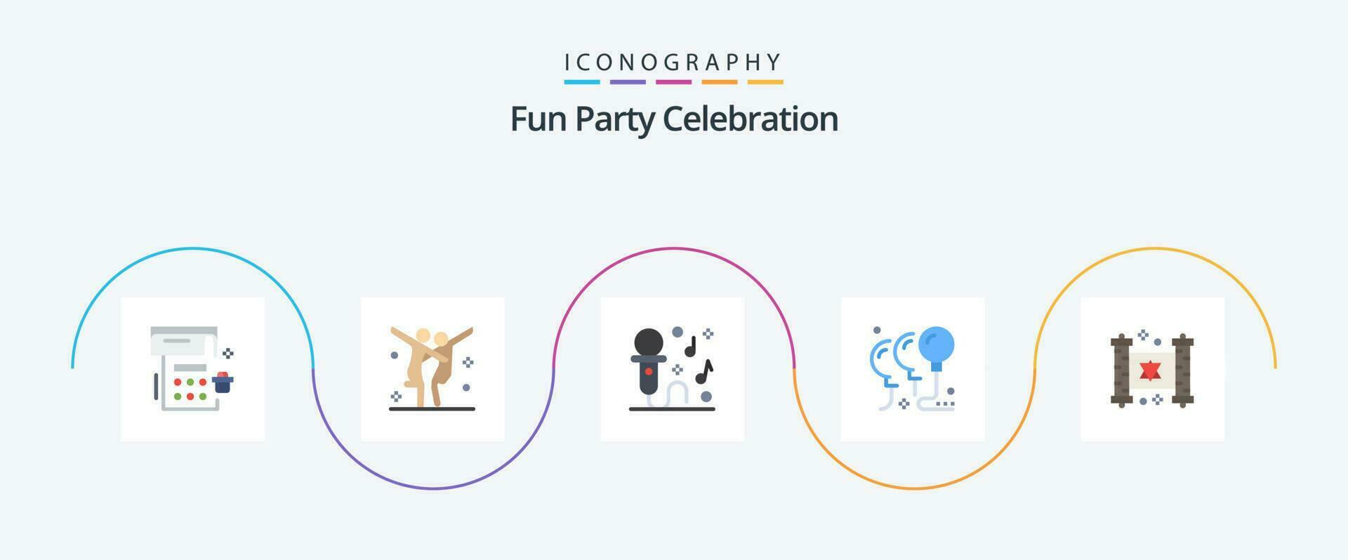 Party Flat 5 Icon Pack Including jewish. party. karaoke. celebration. balloons vector