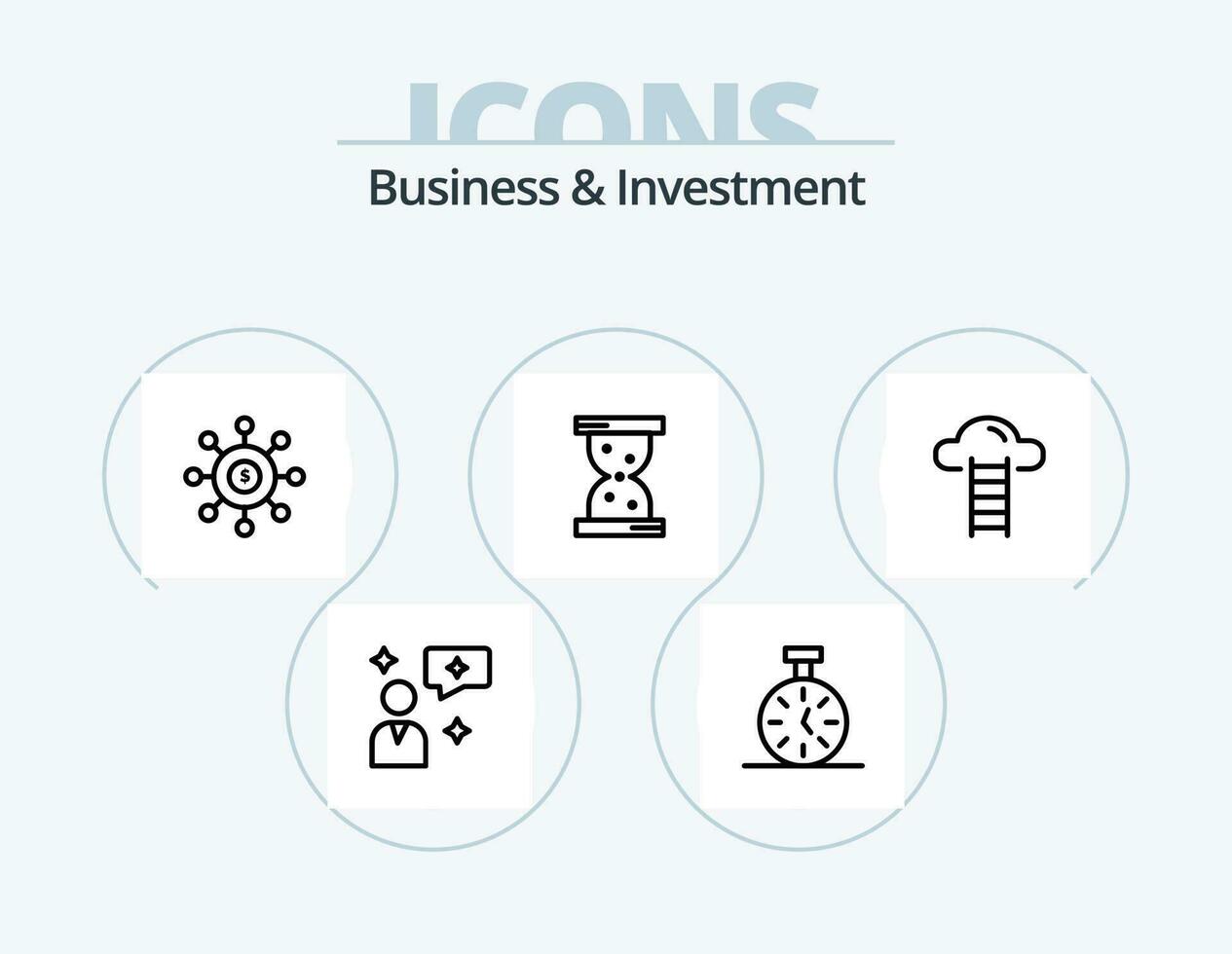 Business And Investment Line Icon Pack 5 Icon Design. timer. stopwatch. online. dollar. cell vector