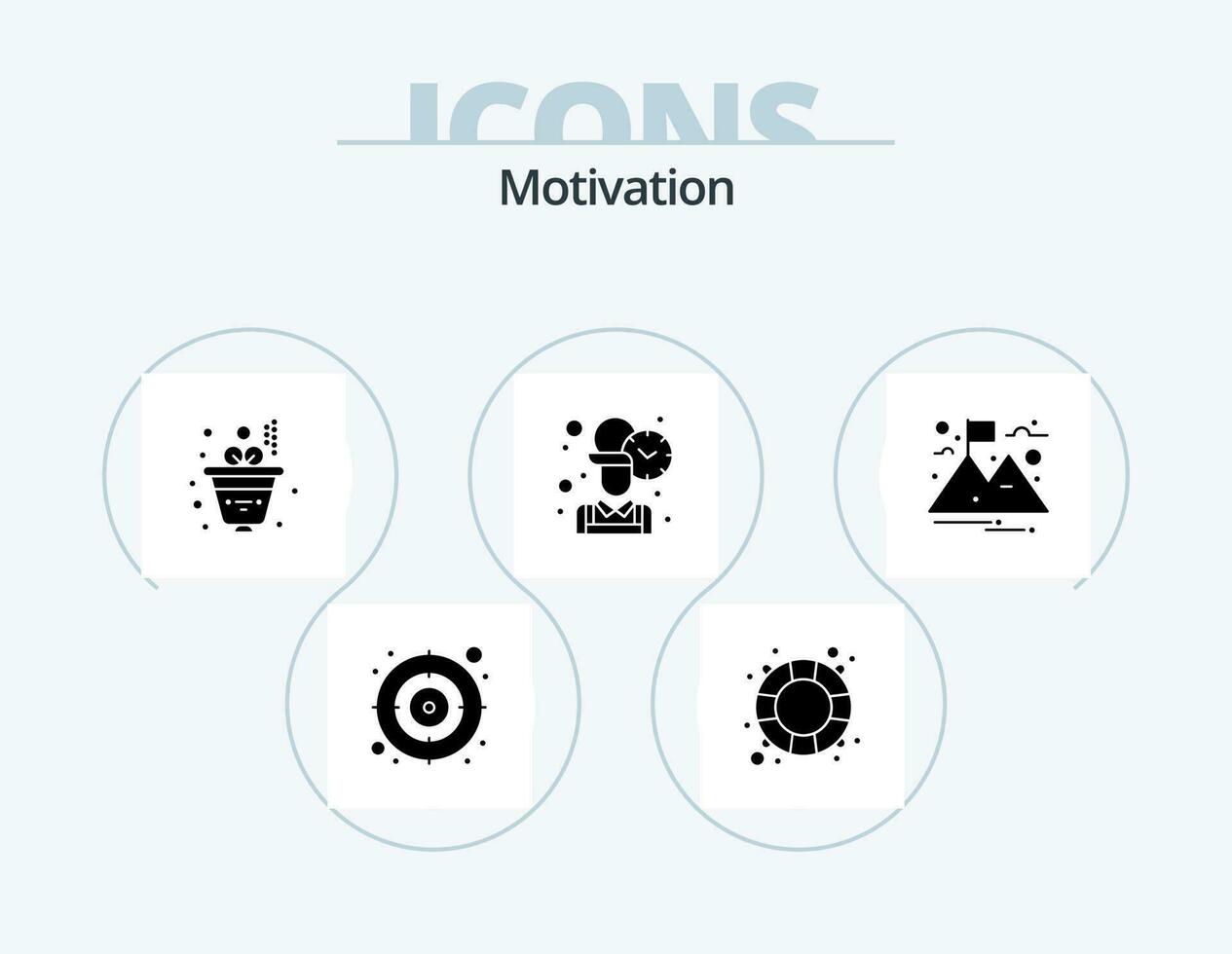 Motivation Glyph Icon Pack 5 Icon Design. . landscape. growth. goal. time vector