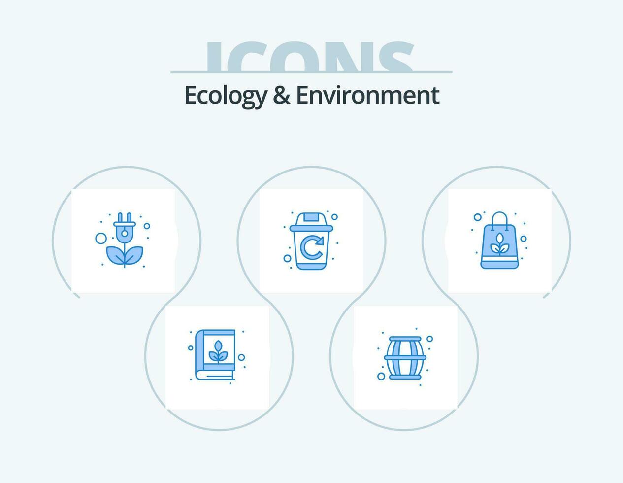 Ecology And Environment Blue Icon Pack 5 Icon Design. paper bag. trash. energy. remove. garbage vector