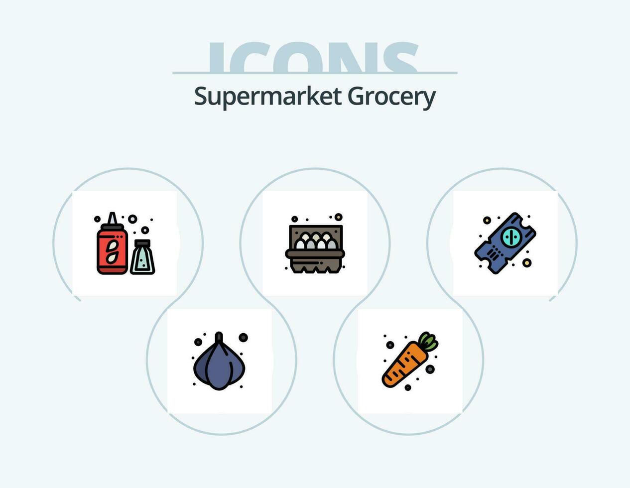 tienda de comestibles línea lleno icono paquete 5 5 icono diseño. . granja. pera. cocinando. animal vector