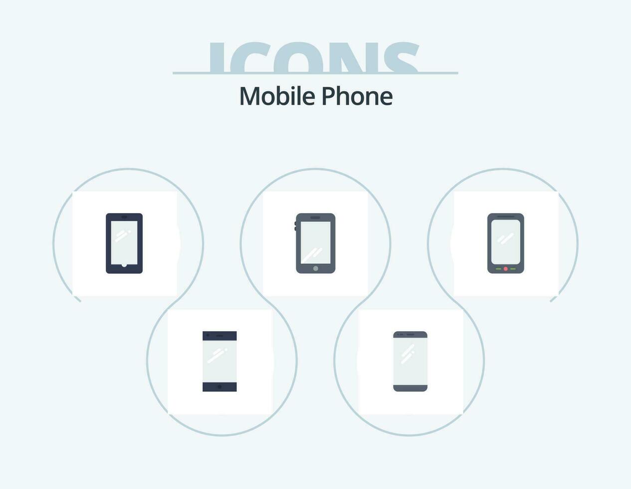 Mobile Phone Flat Icon Pack 5 Icon Design. . vector