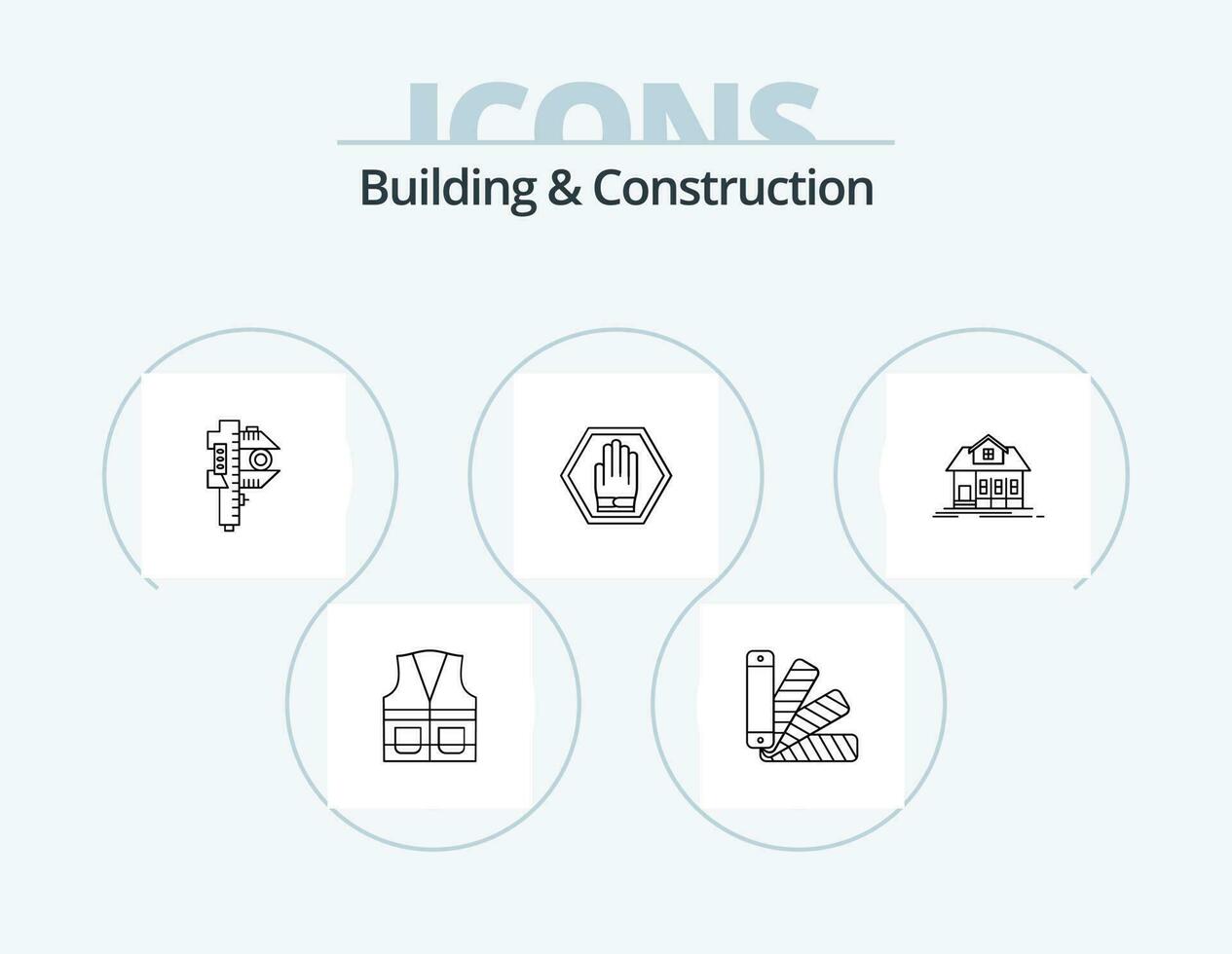 Building And Construction Line Icon Pack 5 Icon Design. plier. labour. sale. constructor. industry vector