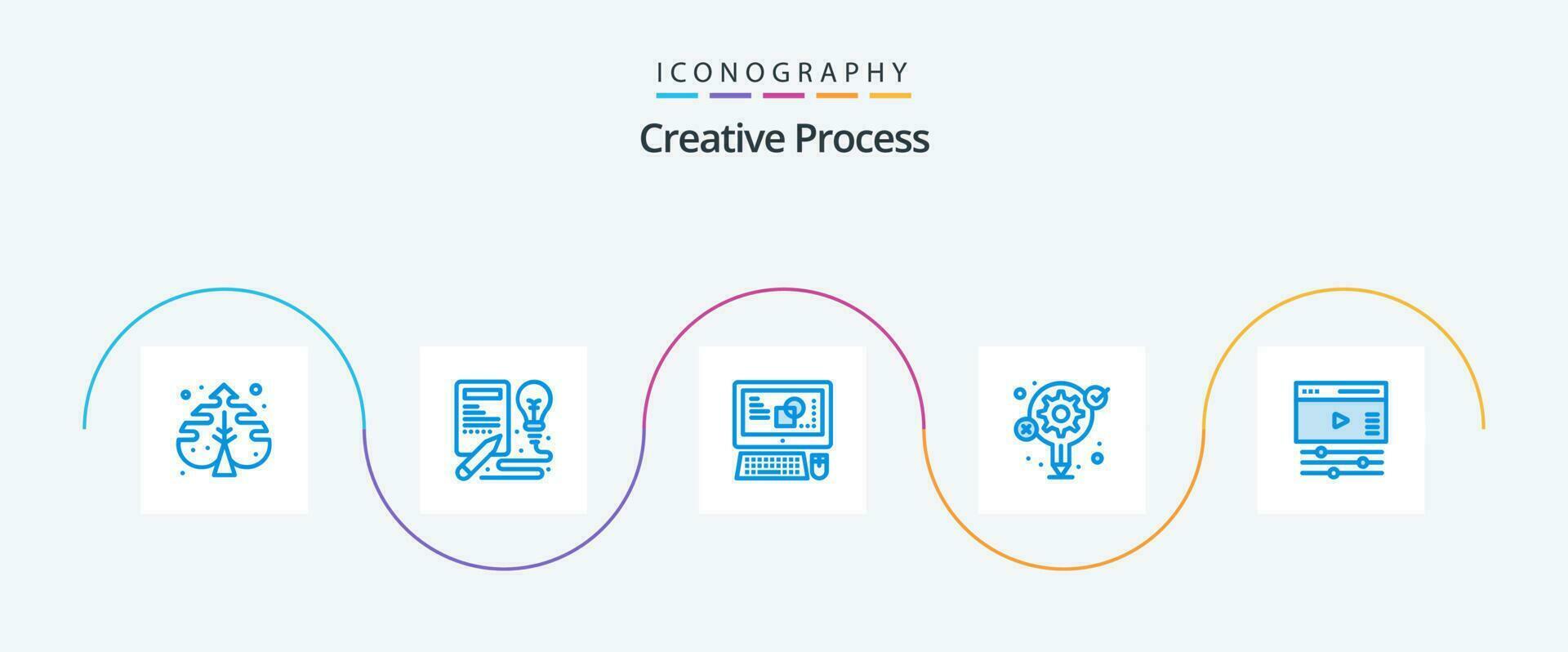 creativo proceso azul 5 5 icono paquete incluso página. proceso. computadora. creativo. idea vector