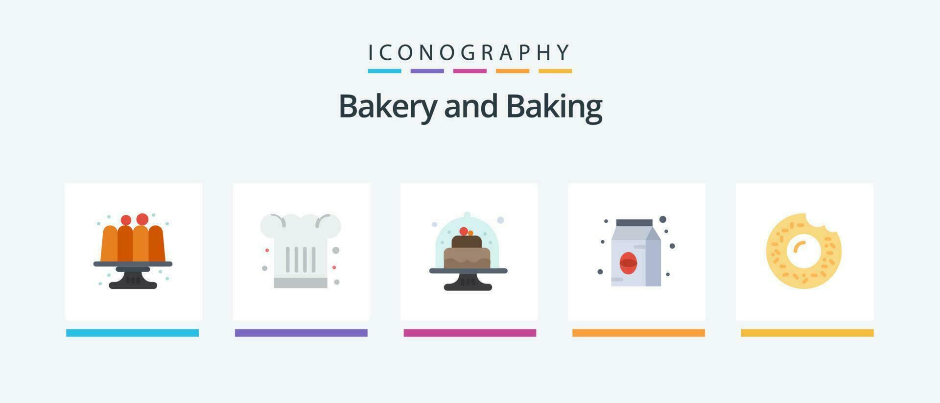 Baking Flat 5 Icon Pack Including pack. coffee. restaurant. bean. cakes. Creative Icons Design vector