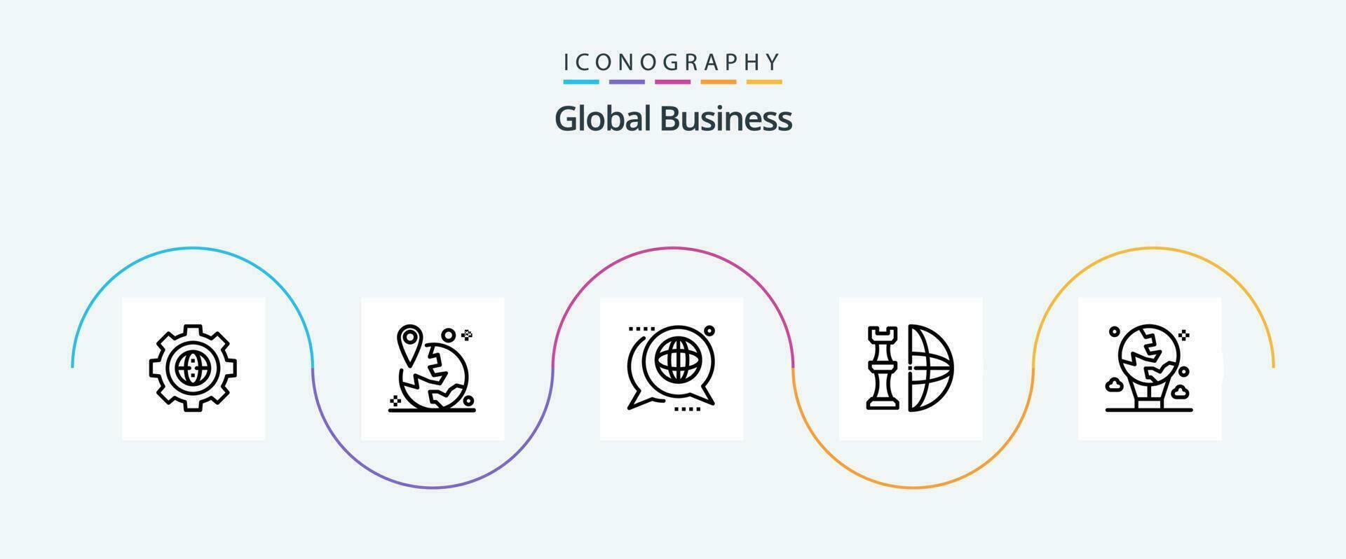 Global Business Line 5 Icon Pack Including international. chess. marker. message. forum vector