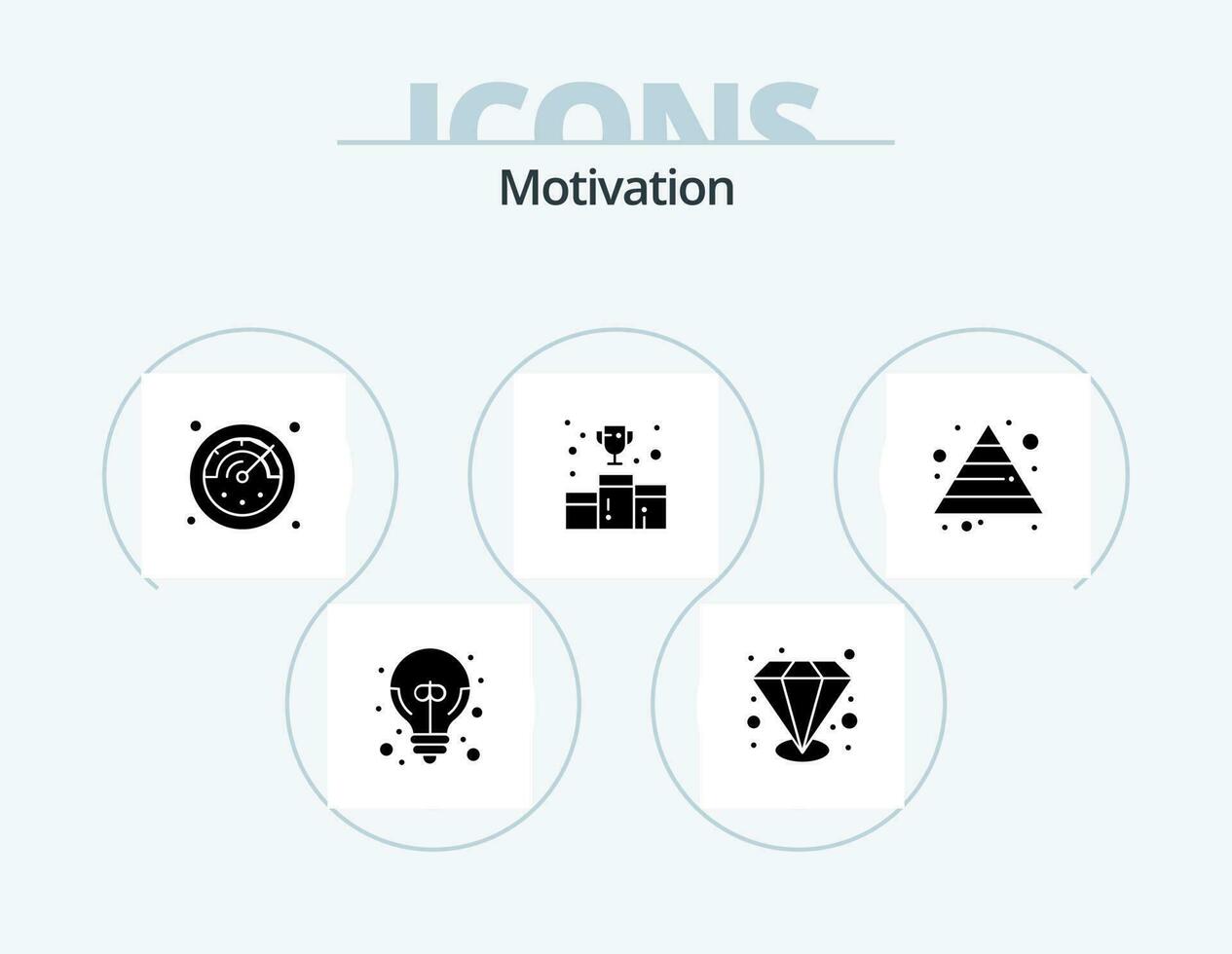 Motivation Glyph Icon Pack 5 Icon Design. pyramid. career. stopwatch. number. first position vector
