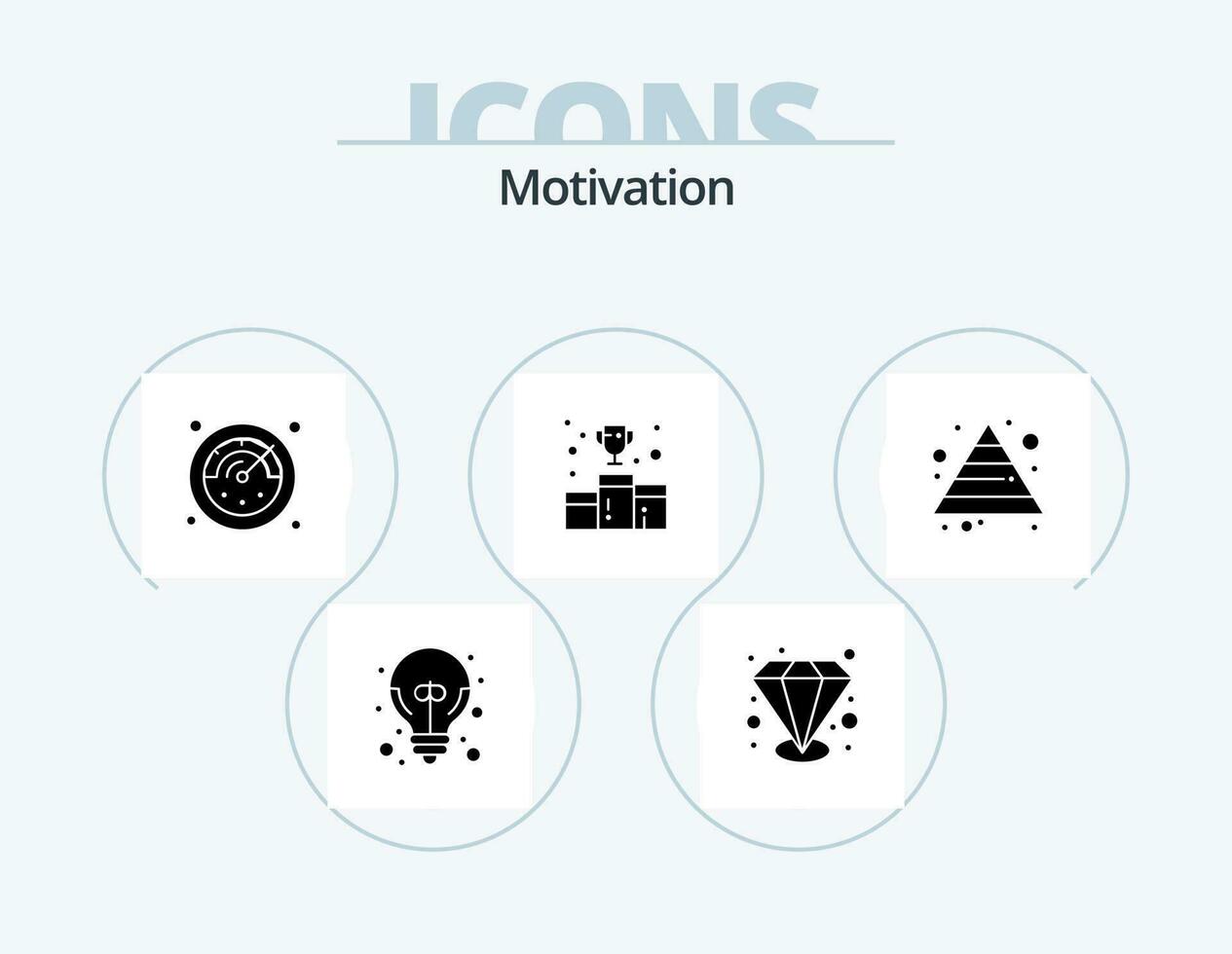 motivación glifo icono paquete 5 5 icono diseño. pirámide. carrera profesional. cronógrafo. número. primero posición vector