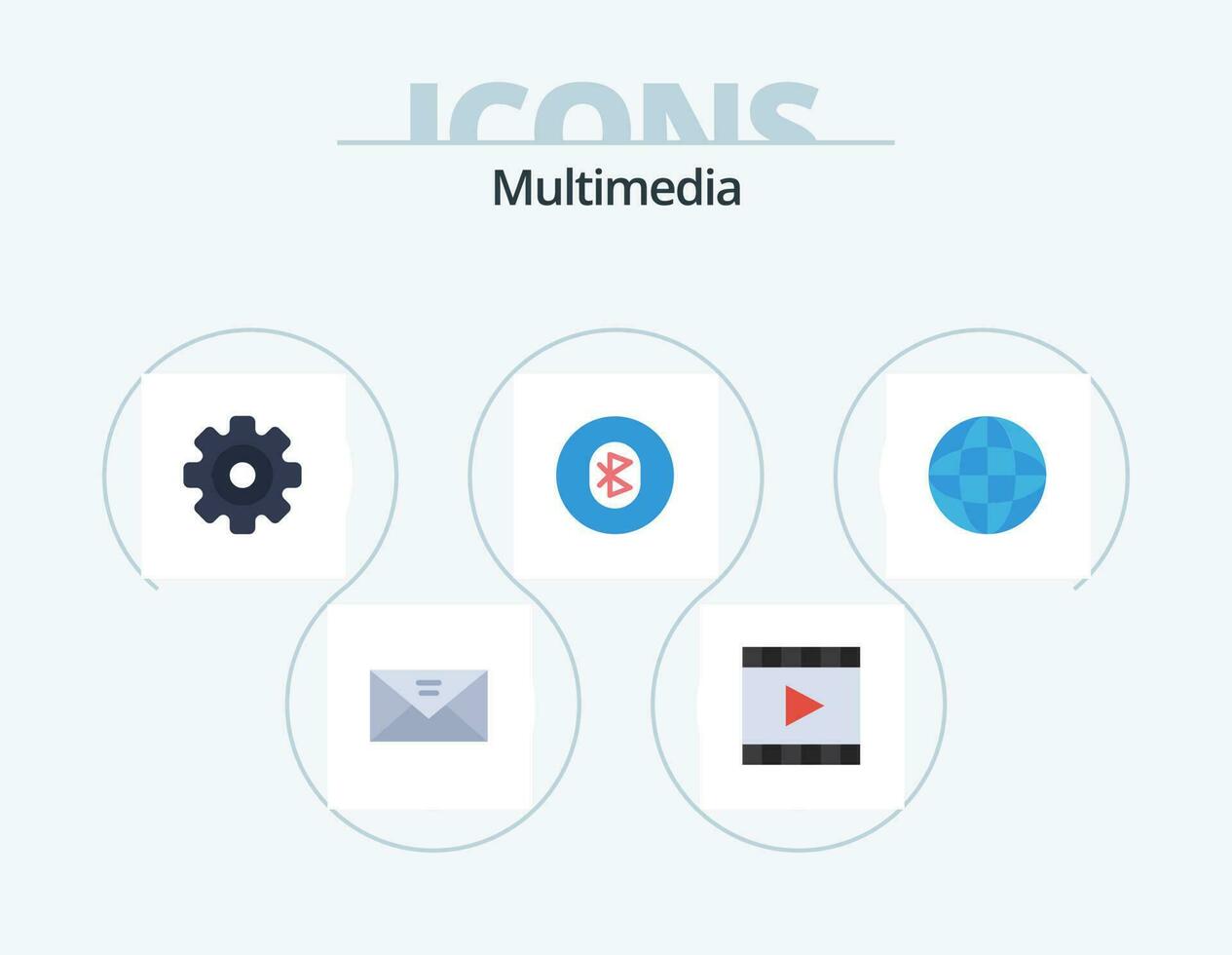 Multimedia Flat Icon Pack 5 Icon Design. system. communication. player. bluetooth. media player vector