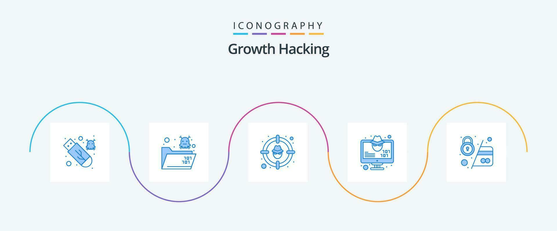 Hacking Blue 5 Icon Pack Including atm. monitor. cyber. hacker. target vector