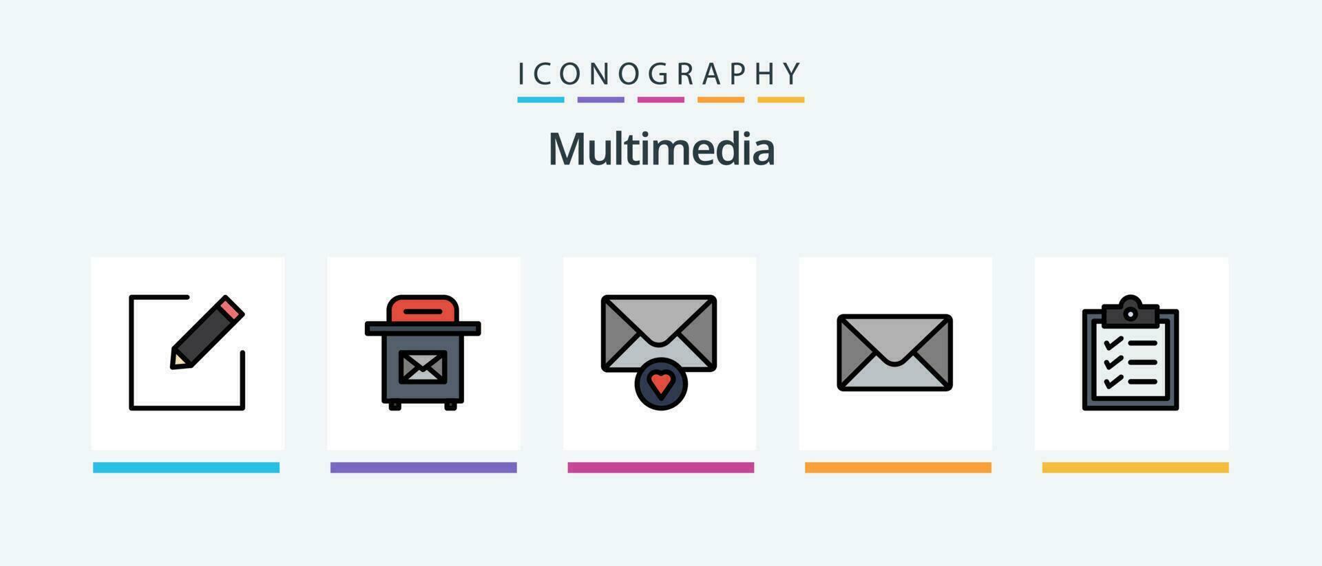 Multimedia Line Filled 5 Icon Pack Including . mail. message. Creative Icons Design vector