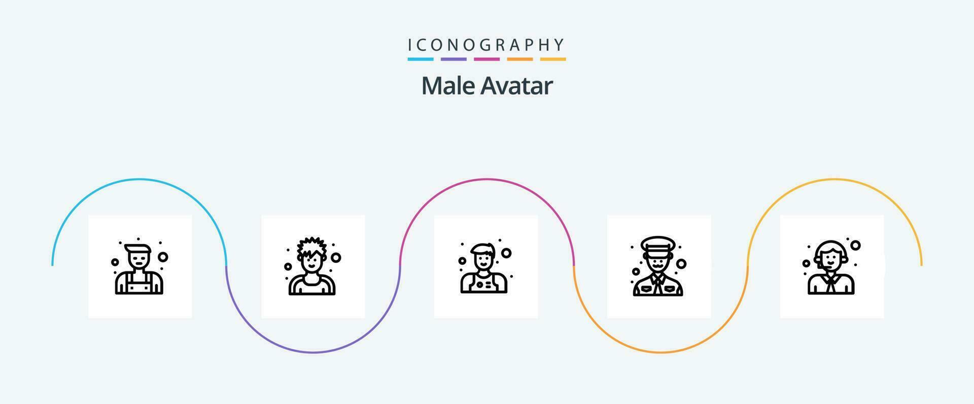 masculino avatar línea 5 5 icono paquete incluso . logístico. hombre. entrega. policía vector