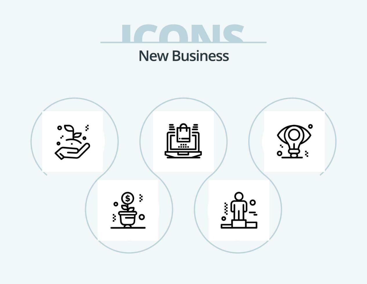 New Business Line Icon Pack 5 Icon Design. flag. achievement. man. money. invest vector