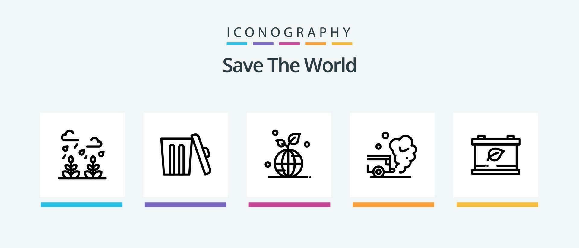 Save The World Line 5 Icon Pack Including water. sewage. vehicle. industry. idea. Creative Icons Design vector
