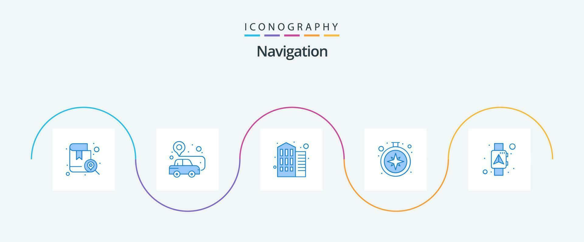 Navigation Blue 5 Icon Pack Including navigator. gps. building. map. direction vector