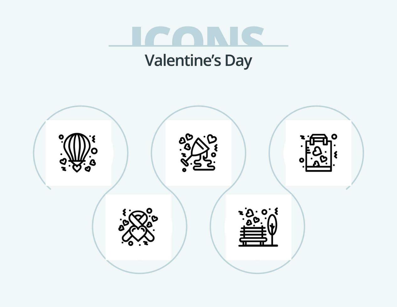 Valentines Day Line Icon Pack 5 Icon Design. date. love. extension. glass. anniversary vector