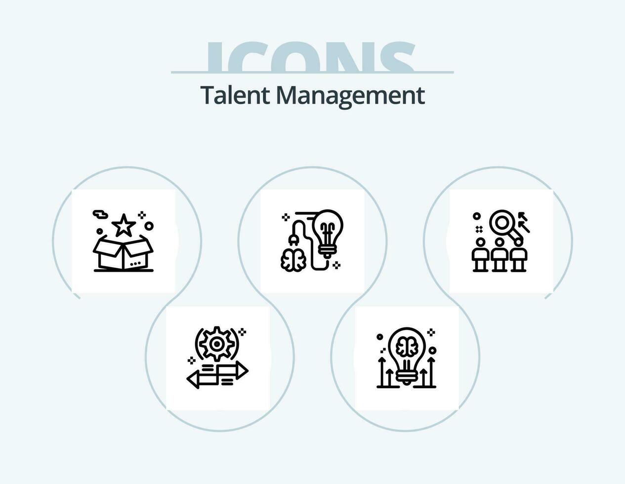 Talent Management Line Icon Pack 5 Icon Design. setting. cog. idea. star. tumbs vector