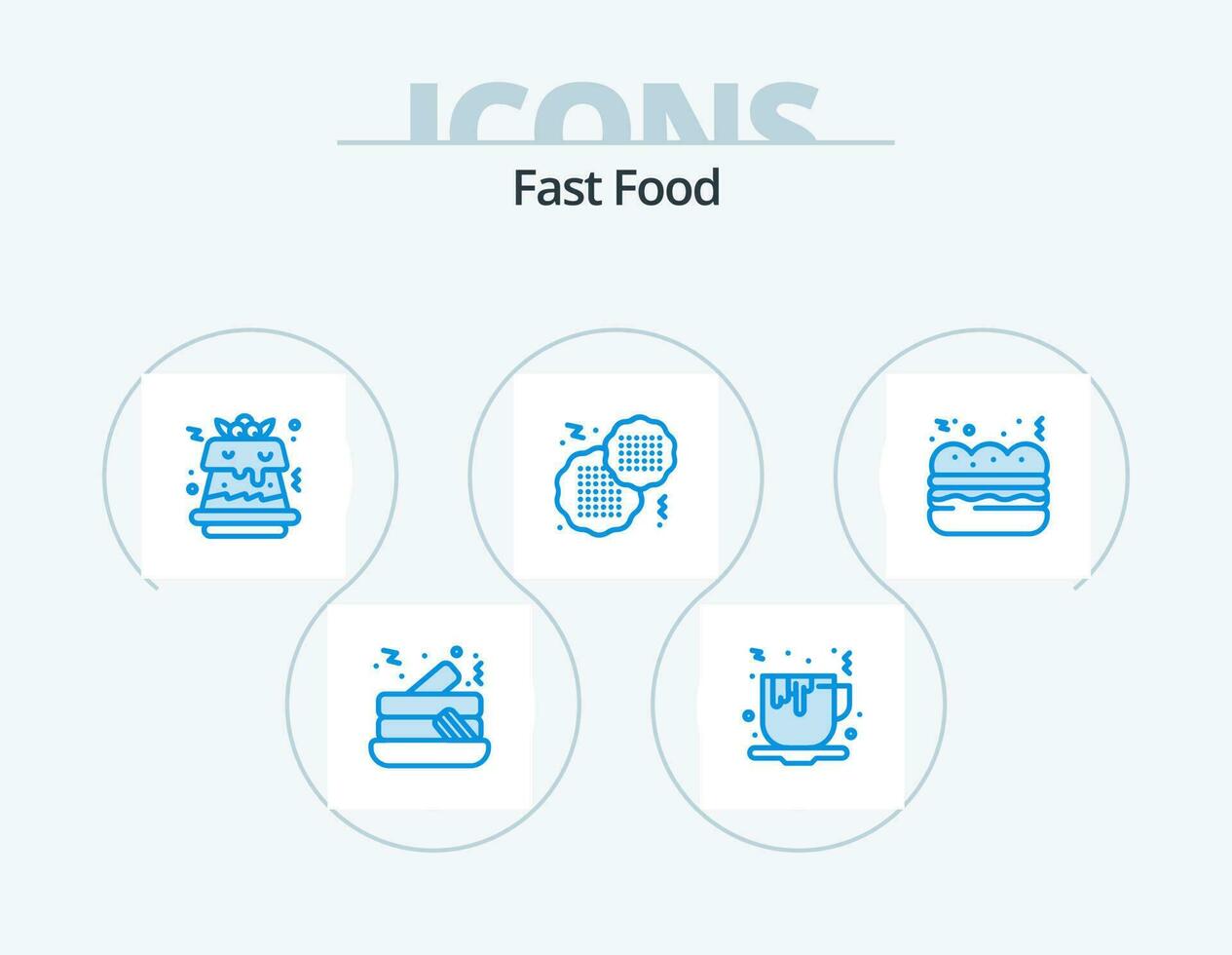 Fast Food Blue Icon Pack 5 Icon Design. . food. sweet. fast food. fast vector