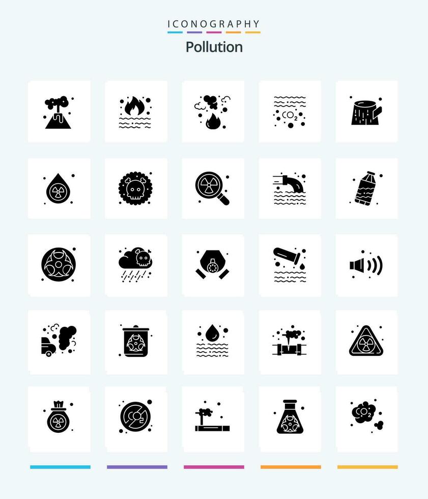 Creative Pollution 25 Glyph Solid Black icon pack  Such As environment. clean. gas. waste. pollution vector