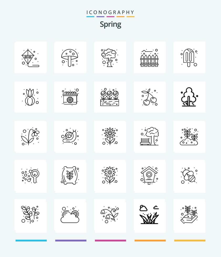 Creative Spring 25 OutLine icon pack  Such As summer. season. spring. ice cream. palisade vector