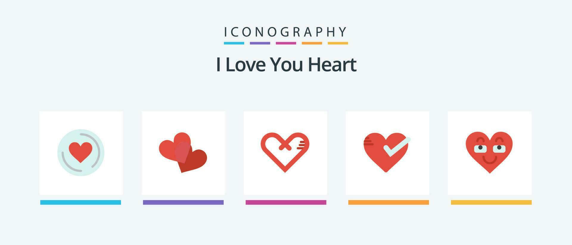 Heart Flat 5 Icon Pack Including heart. tick. like. good. love. Creative Icons Design vector