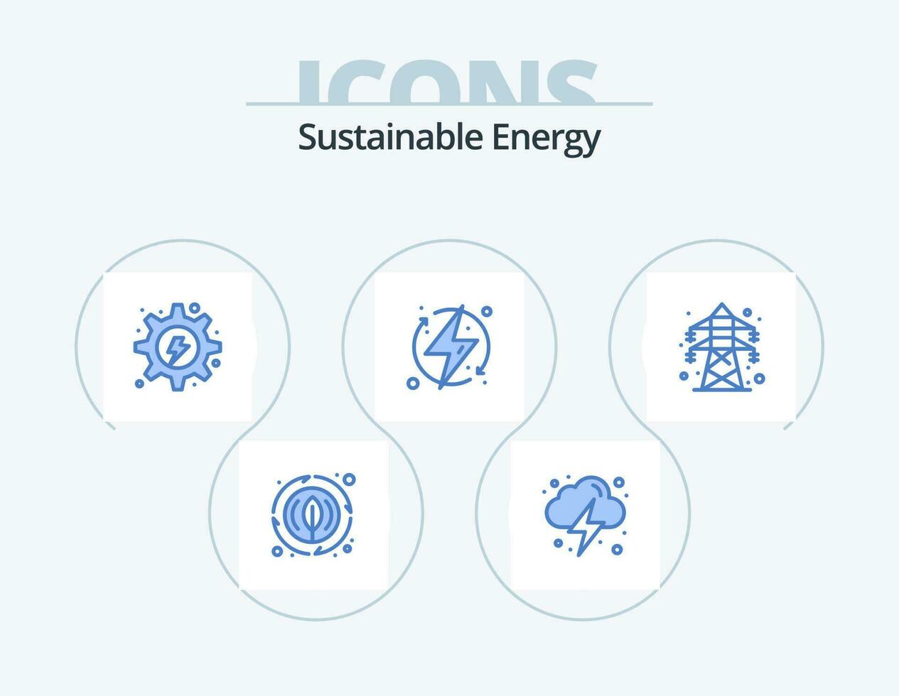 sostenible energía azul icono paquete 5 5 icono diseño. renovable. eléctrico. eléctrico. ecológico. engranaje vector