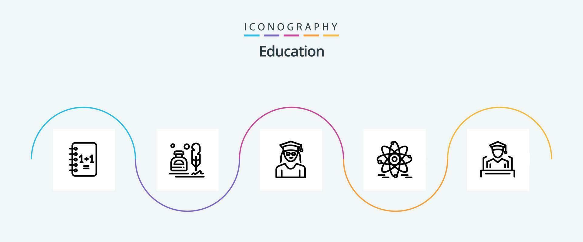 Education Line 5 Icon Pack Including education. nuclear. education. woman vector