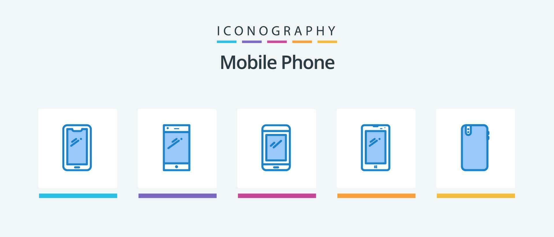 Mobile Phone Blue 5 Icon Pack Including . android.. Creative Icons Design vector