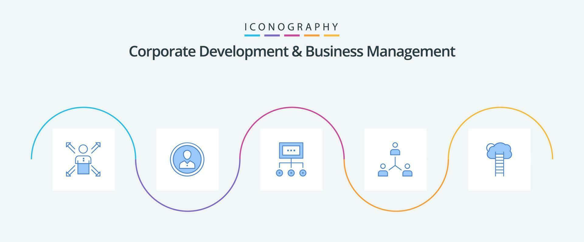 Corporate Development And Business Management Blue 5 Icon Pack Including graph. business. human. network. profile vector