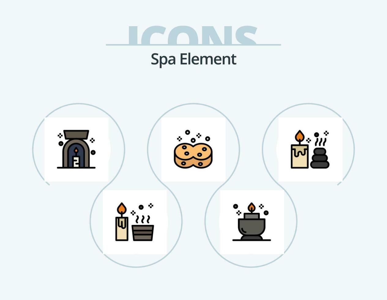 spa elemento línea lleno icono paquete 5 5 icono diseño. signo. yoga. signo. spa. miel vector