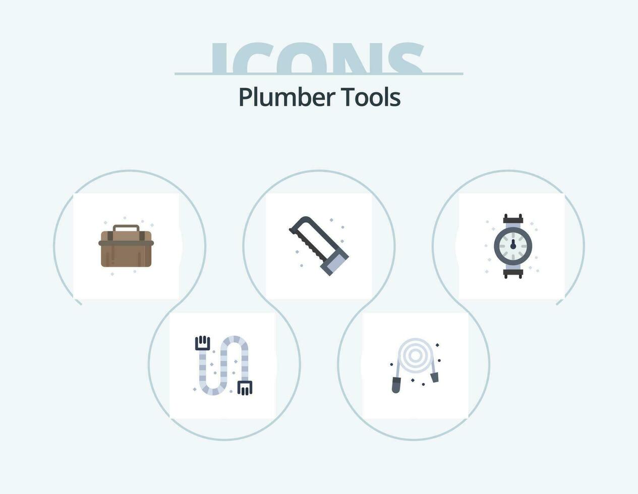 Plumber Flat Icon Pack 5 Icon Design. mechanical. saw. mechanical. plumbing. mechanical vector