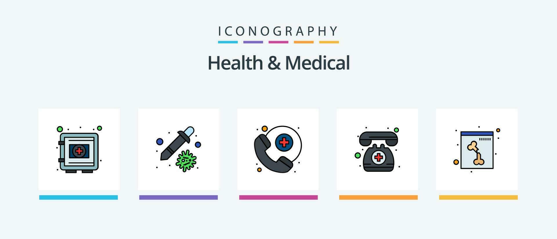 Health And Medical Line Filled 5 Icon Pack Including medical. service. rx. question. medical. Creative Icons Design vector