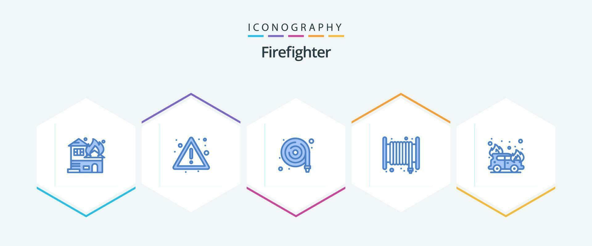 Firefighter 25 Blue icon pack including fire. hose. fire hose. fire. alarm vector