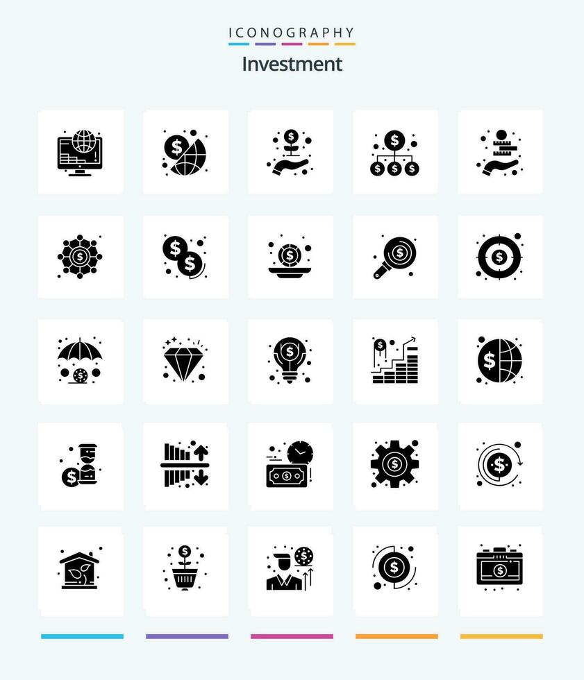 Creative Investment 25 Glyph Solid Black icon pack  Such As money. money. business. investment. money vector