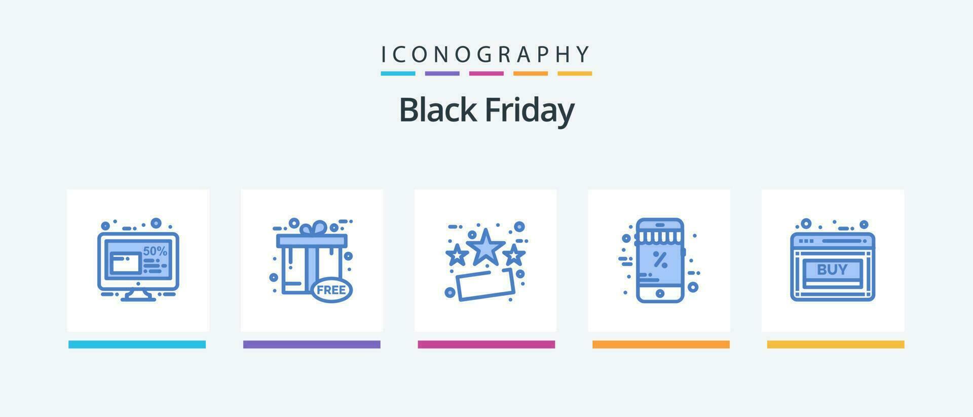Black Friday Blue 5 Icon Pack Including buy. christmas. gift box. black friday. sale. Creative Icons Design vector