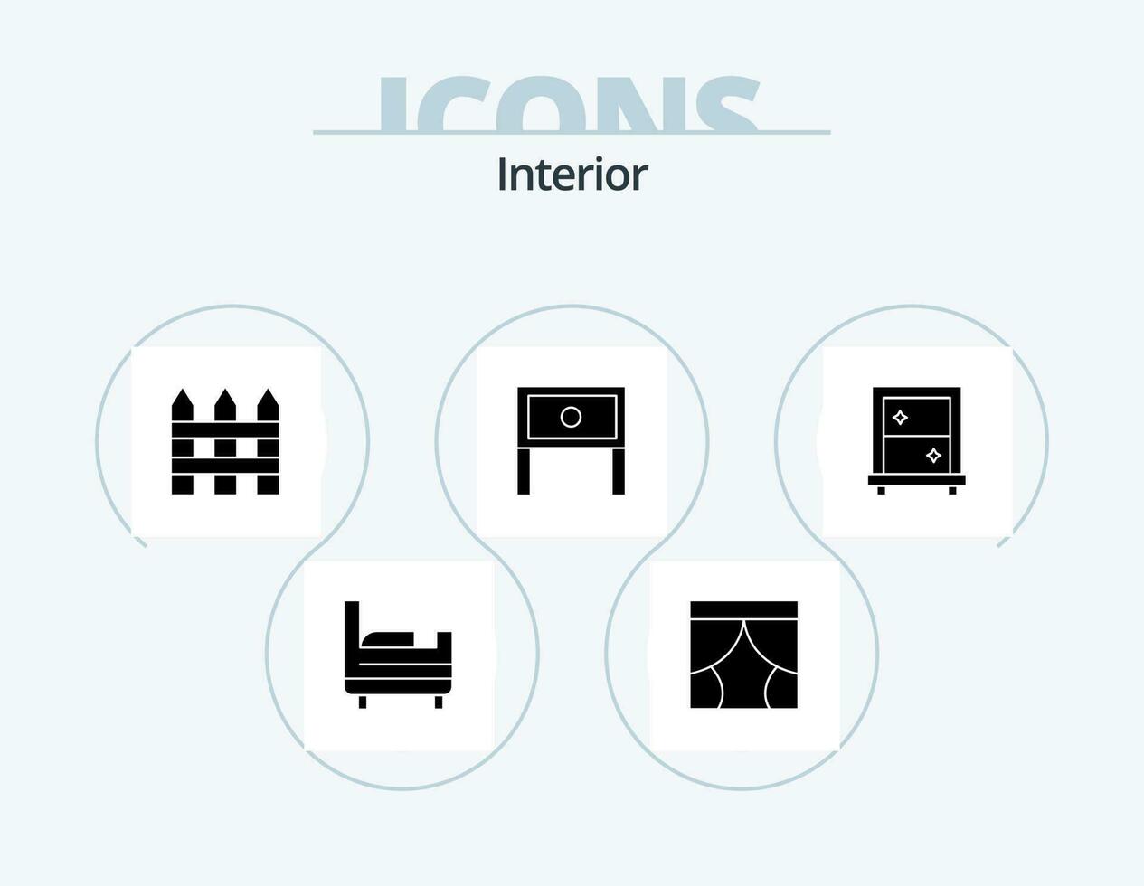 interior glifo icono paquete 5 5 icono diseño. vendaje. mesa. cerca. interior. hogar vector