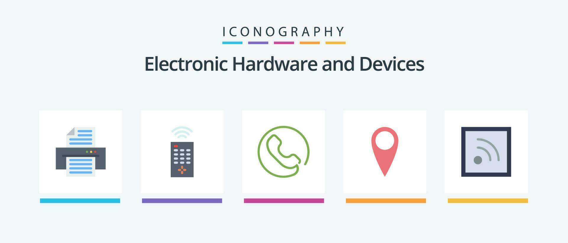 Devices Flat 5 Icon Pack Including . phone. news. Creative Icons Design vector