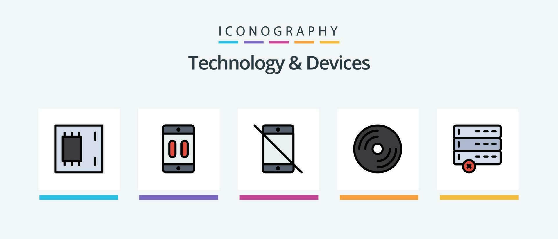 dispositivos línea lleno 5 5 icono paquete incluso productos electrónica. sistemas dispositivos. productos creativo íconos diseño vector