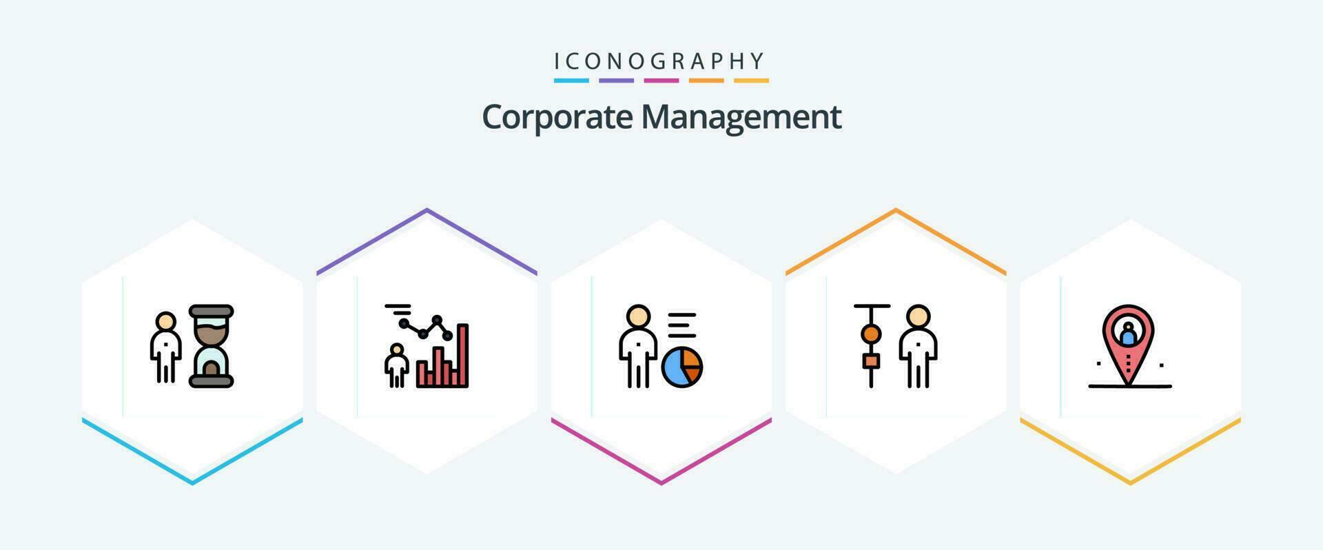 corporativo administración 25 línea de relleno icono paquete incluso ubicación. distancia. gestión. gente. corporativo administración vector