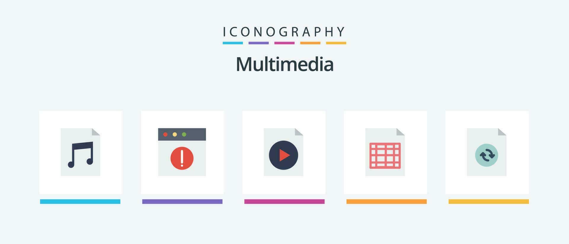 Multimedia Flat 5 Icon Pack Including . video. sync. document. Creative Icons Design vector