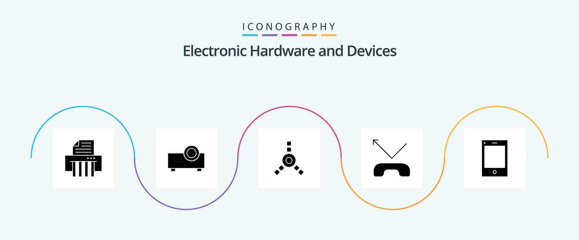 Devices Glyph 5 Icon Pack Including . call. tablet. ipad vector